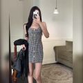 AJW [SBT] Mini Dress Hanging Neck Style Premium | Dress Bodycon Hanging Neck Style Variasi Kancing Onn Casual | Dress Pesta Vintage Hanging Neck Style Kekinian. 