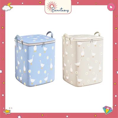 Storage Box Keranjang Resleting Lemari Tas Penyimpan Baju Selimut Boneka Motif