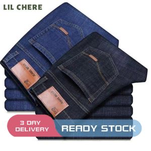 LIL CHERE Straight Jeans for Men New Style Elastic Business Jeans Denim Trousers