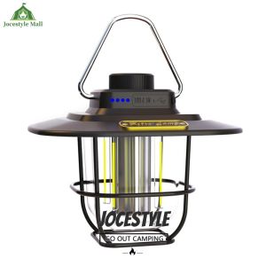 [Jocestyle Mall] LED Hanging Tent Light Vintage Portable Hanging Tent Lamp Stepless Dimming Waterproof IPX4 for Outdoors for Hiking Camp for Home