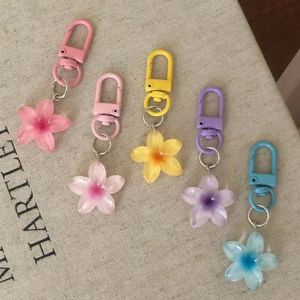 NOONOOR Resin Colorful Flower Keychain Pendant Rope Decoration Hanging Jewelry Car Key Ring Sweet Bag Decoration Student