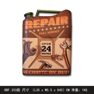 FFBH American Country Retro Oil Barrel Decorative Wall Pendant 3D Iron Bar Restaurant Background Wall Decoration Painting 8N6Y2