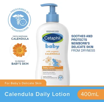 Cetaphil Baby Daily Lotion with Organic Calendula 400ml [Gentle and Hypoallergenic / Organic Calendula Almond and Sunflower Oil]