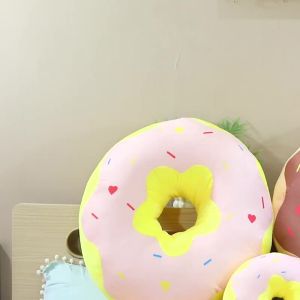 Cartoon Donut Pillow Plush Toy Chocolate Donut Bread Cushion Round Seat Cushion Home Decor