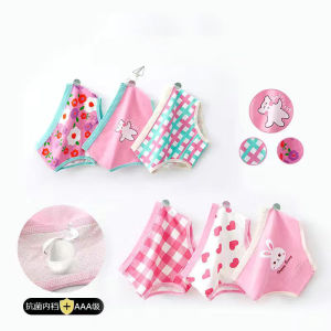 KUCHAR 6ชิ้นผ้าฝ้ายเด็กสาวชุดชั้นในเด็กกางเกงน่ารักการ์ตูนพิมพ์กางเกงนักมวยกางเกงขาสั้นกางเกงเกาหลีระบายอากาศกางเกง