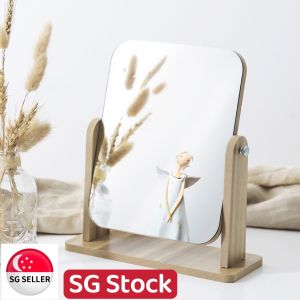 [SG SELLER] Dressing Table Large Mirror Make Up Retro Table Wooden Table Top Dressing Mirror Large Household Make Up Mirror Student Net Red Girl Heart Table Mirror