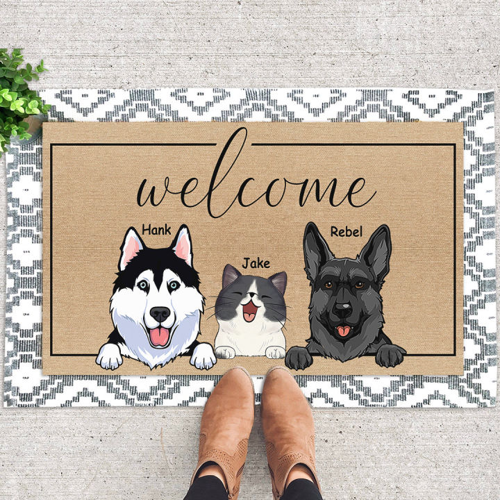 Custom Dog Cat Doormat, Funny Welcome Door Mat, Dog Cat Lover Gift - Main Image