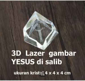 Gambar Rohani Laser Yesus di salib Kristen Katolik Pajangan Meja Kristal PTK