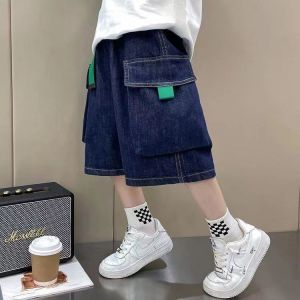 Ls Show Áo khoác trẻ em phiên bản Quần short denim mỏng mùa hè Áo khoác dài vừa phải bé trai cỡ lớn
