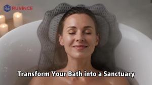 Bath Pillow RUVINCE Ergonomic Luxury Bathtub Pillow with HeadNeck Shoulder and Back Support 4D Bath Pillows for tub with 6 Powerful Suction Cups Fits All Bathtub Spa Tub Hot Jacuzzi (Black)