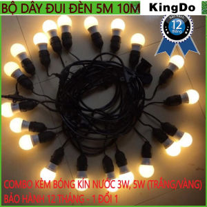 Kèm bóng - Bộ đui đèn ngoài trời trang trí 5m hay 10m kèm 10 đui - 15 đui - 20 đui loại chống nước E27 bóng kín nước