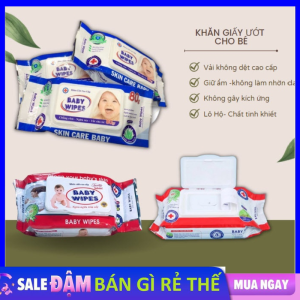 Khăn Giấy Ướt BABY WIPES BỊCH 80G Cao Cấp Không Mùi Và Loại Có Mùi An Toàn Cho Bé / Khăn Giấy Ướt Baby 80 TờSiêu Mịn - Khăn Ướt Cho Bé