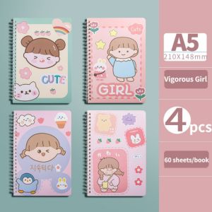 4pcs/set Spiral Notebook For Student Diary Journal Hardbound Notebooks School Supplies A5\B5