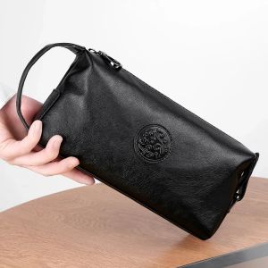 High Quality Solid Color Cowhide Mens Brand Handbag Wallet Card Bag For Men Sacoche Homme Bolso Hombre Bag Necessaire Clutch2026