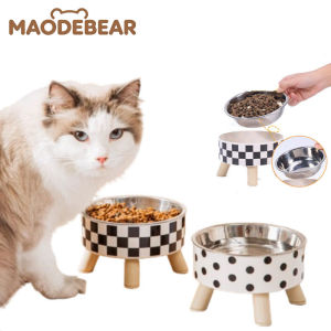 MAODEBEAR Elevated Pet Bowl Stainless Steel High Foot Pet Bowl for Food Water Neck Protection Cat Dog Feeder