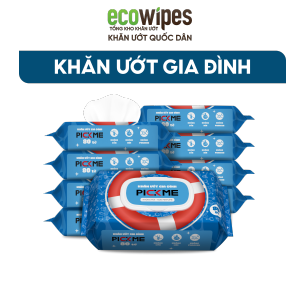 HÀNG CÔNG TY_Thùng 10 gói khăn ướt đa năng Pickme gói 80 tờ siêu tiện lợi không mùi không cồn