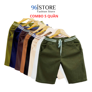 Combo  Quần Short Kaki Quần Short Nam cạp chun vải Coton Kaki mềm mặc mát QTS05