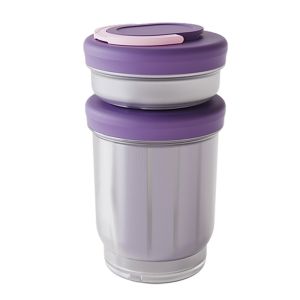 LILYGIRL Leak-Proof Double-layer Fruit Salad Cup Fresh-keeping Draining Fruit Storage Jar Sealed Plastic Breakfast Cup Office