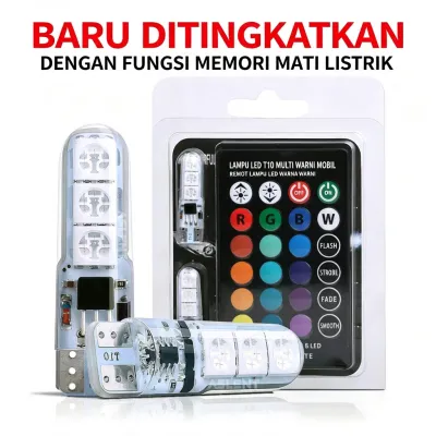 LAMPU LED T10 RGB 16 WARNA SEN SENJA REMOT / REMOTE HARGA SATU SET Car