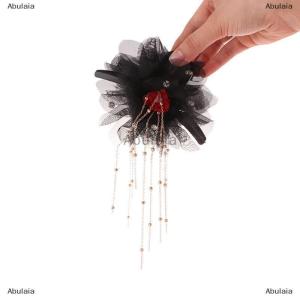 [COD] Abulaia Trendy Sweet Mesh Flower Tassel Hair Claw Elegant Temperament Large Shark Hair Clip Women Headwear Hair Accessories
