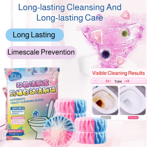 玫瑰香氛马桶洁厕块Toilet Bowl Cleaner Rose Fragrant Blue Toilet Cleaner Bowl Cleaner Floral Aroma Freshener Toilet Tank Tablets Long Lasting Automatic Cleaning Limescale Prevention