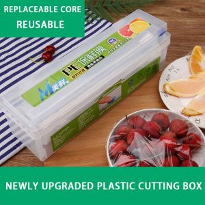 （Fast delivery）32CM cling film dispenser with sliding cutter adjustable cling film cutter cling film storage box