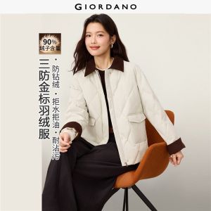 Giordano Women Triple-protection corduroy collar down jacket Free Shipping 05376702