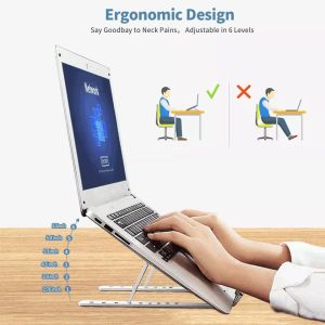 Giá đỡ laptop nhôm có thể gấp gọn loại tốt có kèm túi đựng- Linh kiện máy tính khác - dụng cụ hỗ trợ laptop - máy tính bảng - chân đế máy laptop Chất Lượng - de laptop - Bàn laptop MC