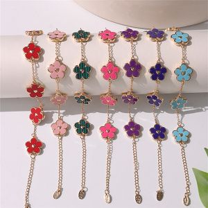 【100% Original】Double Sided Flowers Bracelet for women Fashion Bangle Bracelet Girls lucky charms bracelet 2023 bracelet korean style Charms and Charm Bracelets Adjustable Bangle clover flower pendant 18k pawnable bracelet friendship bracelet