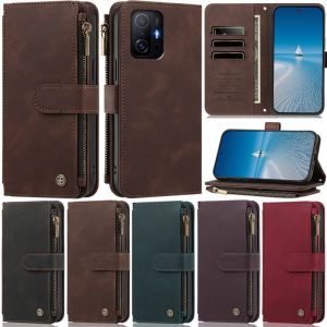 Flip Leather Zipper Wallet Case For Xiaomi 11T 12T 13T 14T 11 Lite Redmi 15 A7 A5 17C 15C 14C 13C 12C 10C 10A A2 A1 12 13 10 4G Cards Phone Cover