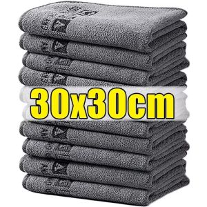 5ชิ้น ผ้าไมโครไฟเบอร์หนาพิเศษ / ผ้าล้างรถคุณภาพพรีเมียม / ผ้าเช็ดรถแห้ง / ผ้าเช็ดทำความสะอาดรถยนต์แบบดูดซับน้ำสูง / ผ้าเช็ดทำความสะอาดแบบสองด้านสำหรับใช้ในครัวเรือน