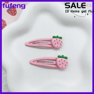 fufeng 2 Pcs Cute Sweet Strawberry Hairpin Lovely Pink Hair Clips Girls Bangs Clips BB Snap Clip Hair Accessories