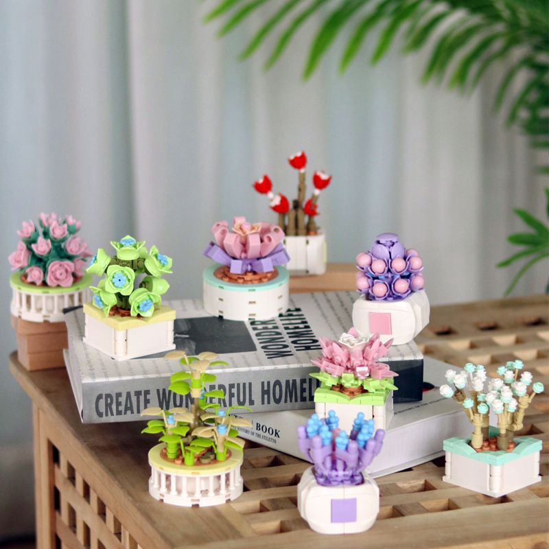 Kit de construction fleurs succulentes jouet plante en pot_voghion.com