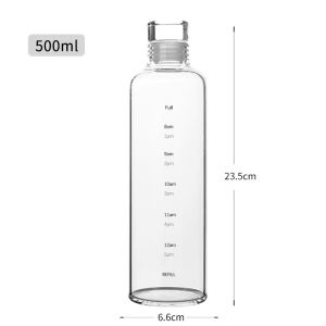 Newest Trendy Minimalist 500ML/700Ml Motivational Time Scale Marker Transparent Aesthetic Daily Water Jug & Bottle with Leaf Proof Lid Cover for Ice Coffee Milk Tea Modern Design COD