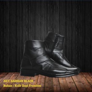 Mandiens Sepatu Kulit Pria SAGHIAN - Sepatu Dinas PDH Boot Pria Oxford - Sepatu Pantofel Bisnis Kerja Formal Warna  Hitam  Tersedia Big Size 45 46