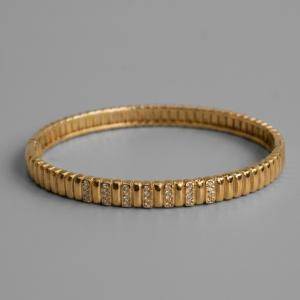 HB Jewelry VELTARA Ribbed Texture and Glass Embedded Bangle Bracelet for Women Fashion Accessories NSH0004