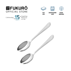 Fukuro Mizu Stainless Steel Serving Spoon (Set of 2) – Buffet Spoons Cooking Cutlery for Home Kitchen & Restaurant