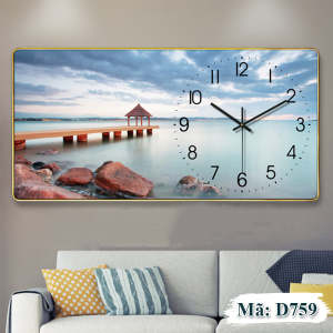 Mẫu tranh đồng hồ tráng gương D759 tranh đồng hồ tráng gương 2 trong 1decor trang trí nhà cửa