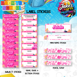 Sticker Label for Back to School Essentials Girls - Subject Name Grade Section Stickers & Mini Name Stickers