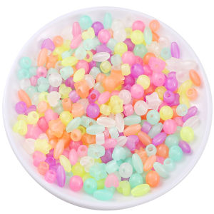 30g Plastic Acrylic Luminous Star Heart Oval Round Beads For Jewelry Making Glow In The Dark Acrylic Beads for Bracelet Necklace DIY Jewelry Craft Making