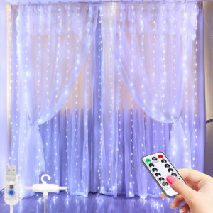 300 LED Fairy Curtain Lights for Bedroom 3M x Copper Wire String Lights USB Powered 8 Modes Waterproof Christmas Light with Remote Xmas Party Wedding Decoration