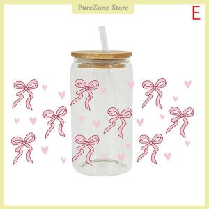 [PureZone] 3D UV DTF Transfers Stickers 16oz Cup Wraps Cartoon Bow Printed For DIY Metal Leather
