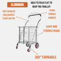 Large / Medium Aluminium Grocery Shopping Cart / Market Trolley With Swivel Wheel / Folding Cart Trolley. 