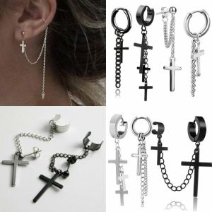 กิ๊ปหนีบหูแนวร็อค1ชิ้นพังค์โกธิคสตัดสเตนเลสสตีลต่างหูเจาะห้อยกลมของขวัญเครื่องประดับแนวร็อค