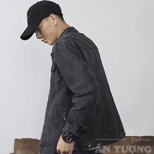 Quảng Đông C♢Áo khoác JEANS Xám đen mẫu Basic AJ001 phù hợp mọi thời tiết Nắng & Lạnh & Văn phòng & Dạo phố vải Denim dày co dãn3/21