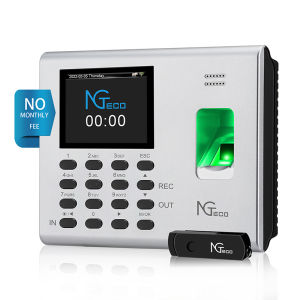 NGTeco Biometrics Fingerprint Time Attendance Machine Punch Card Machine Time Recorder Time Clock ZKTeco (FREE USB)