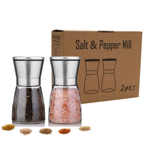 🚚【SG spot】2Pcs Stainless steel pepper grinder set manual black pepper powder Sichuan pepper sea salt grinding bottle