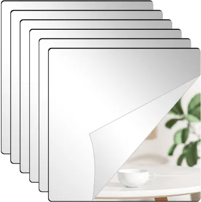 Miumiu HD Wall Glass Paste Mirror 6pcs Full Body Fitting DIY Mirror Sticker Self-Adhesive For Living Room/Bedroom/Bathroom