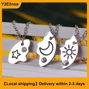 【Local shipping】 3Pieces New Round Sun Star Moon Pendant Necklace Fashion Best Friend Forever Friendship BFF Men And Women Charm Chokers 2023