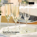 CRYSALIS Premium 7oz Flute Champagne Wine Glass Lead-Free Crystal Stemware Set of 2. 